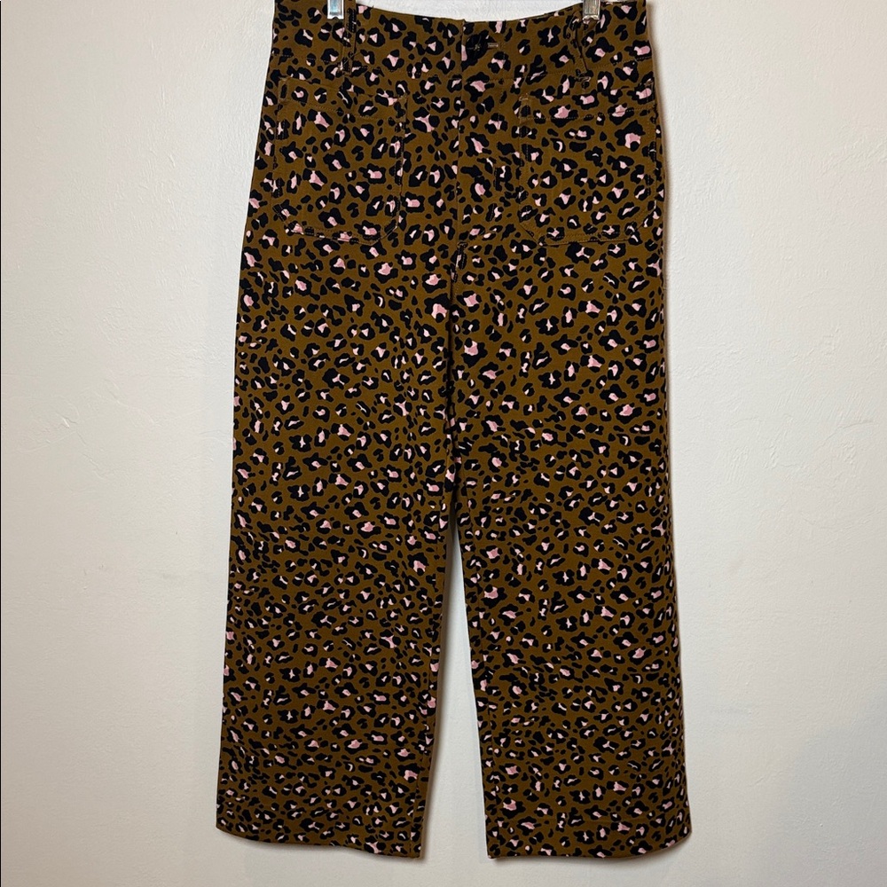 Maeve The Colette Cropped Wide-Leg Trousers Ponte Edition Animal Print 29 - Picture 2 of 7